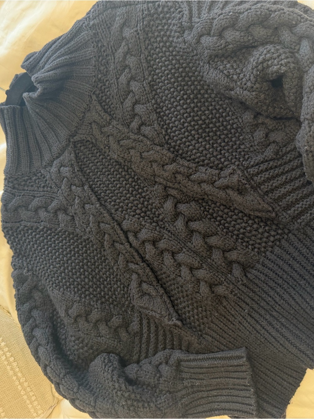 Zara Black Cable Knit Turtleneck Sweater